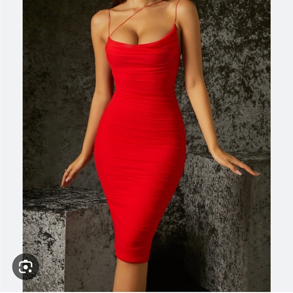 Oh Polly Red Midi Dress - Picture 1 of 4